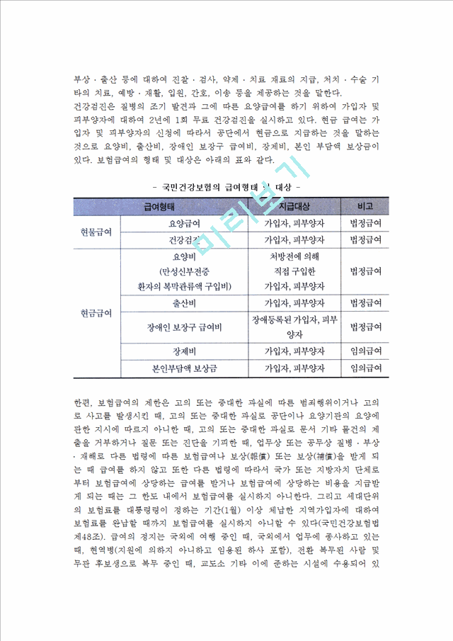 [국민건강보험제도]국민건강보험제도의목표,적용대상,급여,전달체계,재원,문제점및향후과제.hwp